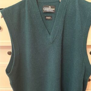 Evergreen Lambswool green V-Neck Sweater Vest